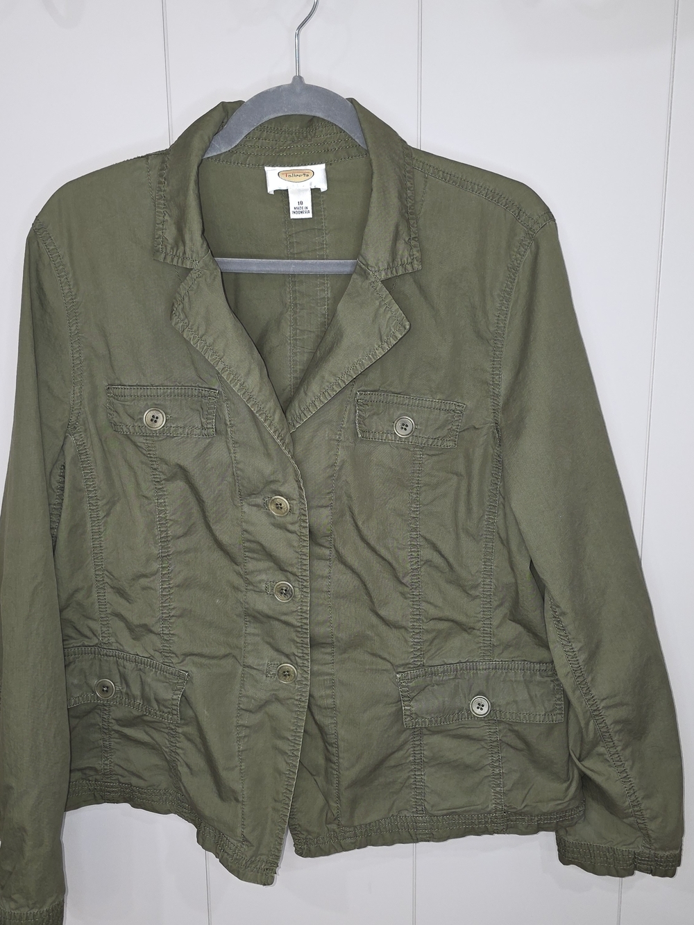 Talbots Olive Green Utility Jacket Size 18 Field Safari Coat